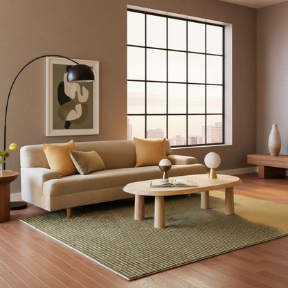 Rugs USA Melrose Moss/Ivory, 6' x 9', Handmade, Checked, Wool, Soft and Cozy, High Traffic, Stain Resistant, Easy Clean, Durable Area Rug for Bedroom, Living Room, Dining, Den, Entryway