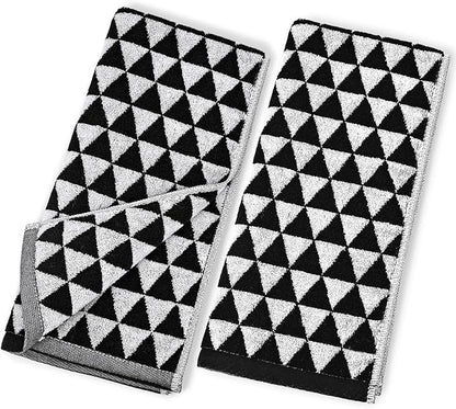 Black Hand Towels for Bathroom & Kitchen, 2 Pack Cotton Quick Dry Towels for