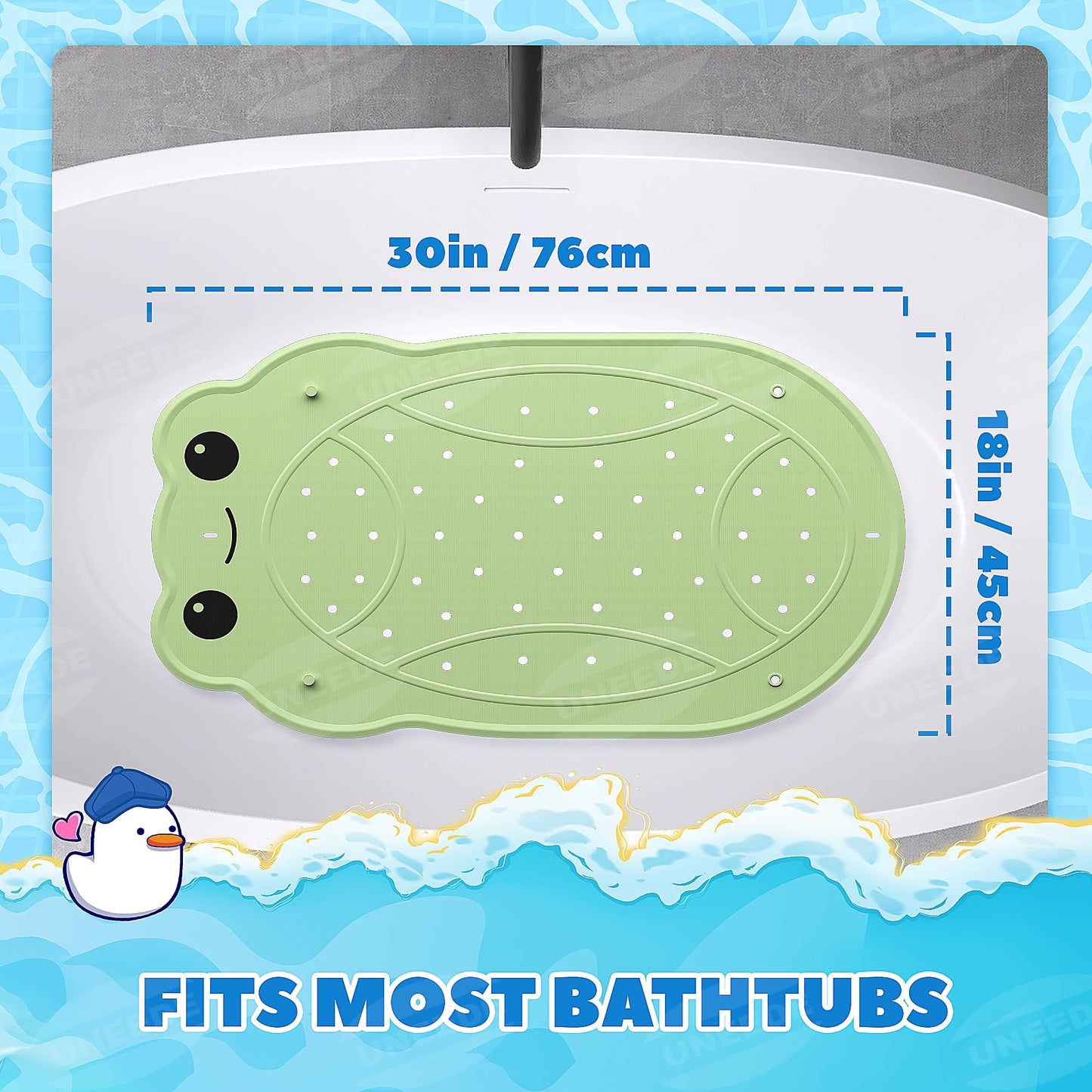UNEEDE Kids Bathtub Mat Non Slip Shower Mat for Toddlers, Washable Anti Slip Tub Surface, Soft Rubber Mat for Bathtub Shower, Waterproof Bathtub Essentials for Children（Not for Textured Surfaces）