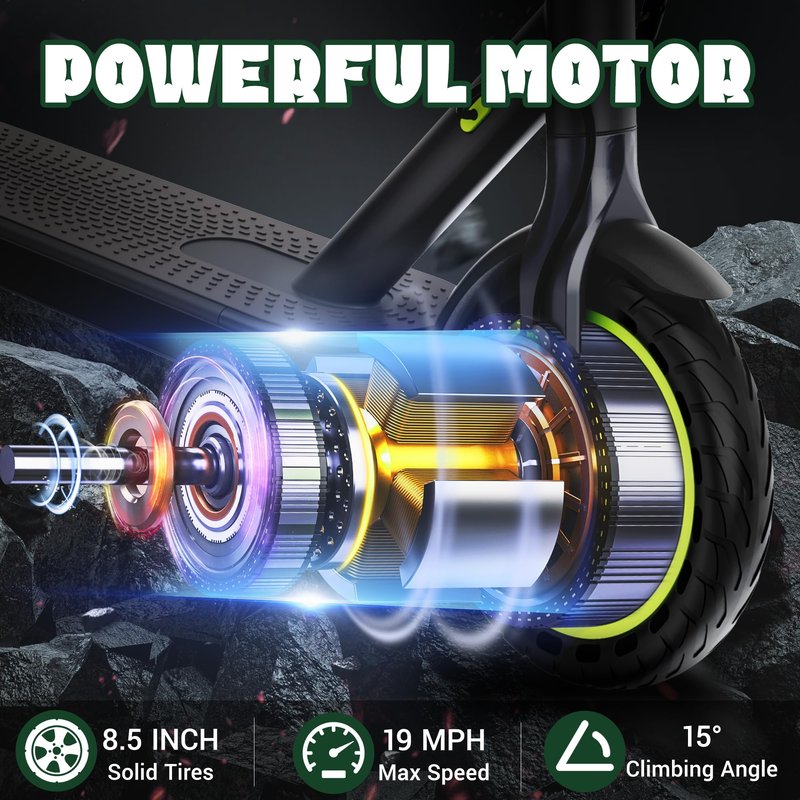 VOLPAM Electric Scooter with 8.5"/10" Solid Tire, 350W/500W Powerful Motor & 19/22 MPH Top Speed, 16-28 Miles Long Range, Folding E Scooter Choice