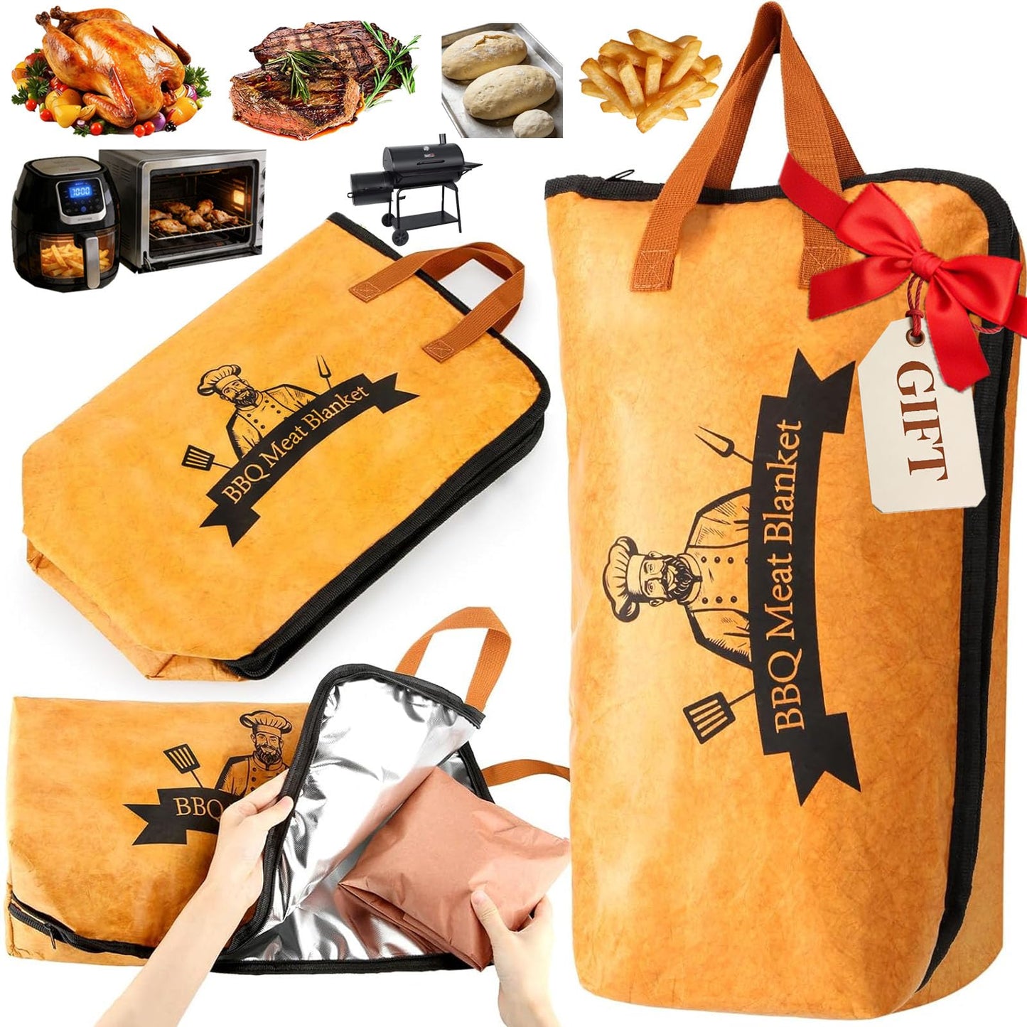 BBQ Blanket for Resting Meat-Air Fryer/Dough/Kitchen/Smoker Accessories Party Picnic Camping-Insulated Bag for Brisket/Pork Shoulder/Turkey-Anniversary Birthday Gift for Men (21in)