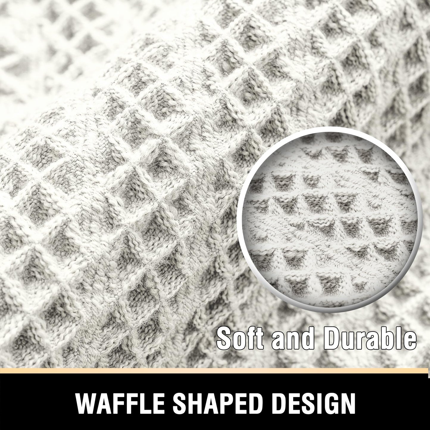 H.VERSAILTEX Waffle Bath Mat Super Absorbent Boho Bath Mat Non Slip Bath Rugs for Bathroom Floor Machine Washable Dry Fast Bathroom Rugs with Tassels (47 x 17 Plus 17 x 24 Inches, Ivory White)