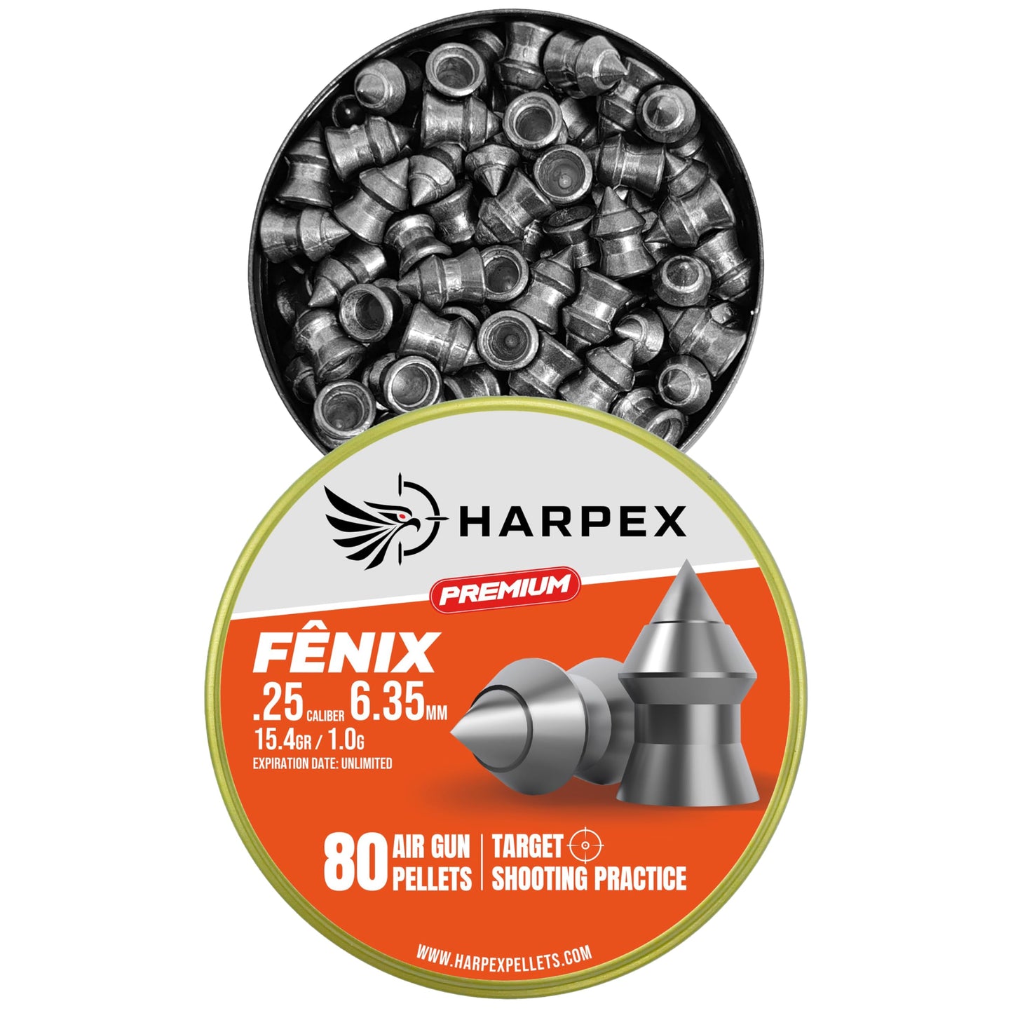 Harpex Fenix Premium .25 Cal Airgun Pellets – Lightweight Precision Lead – High Accuracy for Target Shooting & Small Game – Consistent Performance (25Cal 80ct)