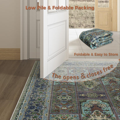 Kitogna 5x8 Area Rugs for Living Room, Foldable Soft Rugs for Under Table & Bedroom, Anti-Slip with Low Pile for Dining Room Easy to Store