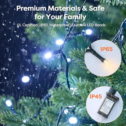 Christmas Tree Lights with Remote 400 LEDs Christmas Lights for Tree with 8 Lighting Modes, Timer and Memory Function, Indoor Outdoor String Lights for 6 ft-10 ft Xmas Tree Decorations(CoolWhite)
