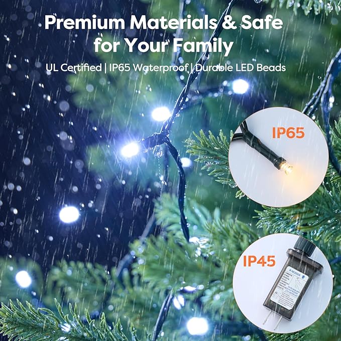 Christmas Tree Lights with Remote 280 LEDs Christmas Lights for Tree with 8 Lighting Modes, Timer and Memory Function, Indoor Outdoor String Lights for 4 ft-7 ft Xmas Tree Decorations(CoolWhite)