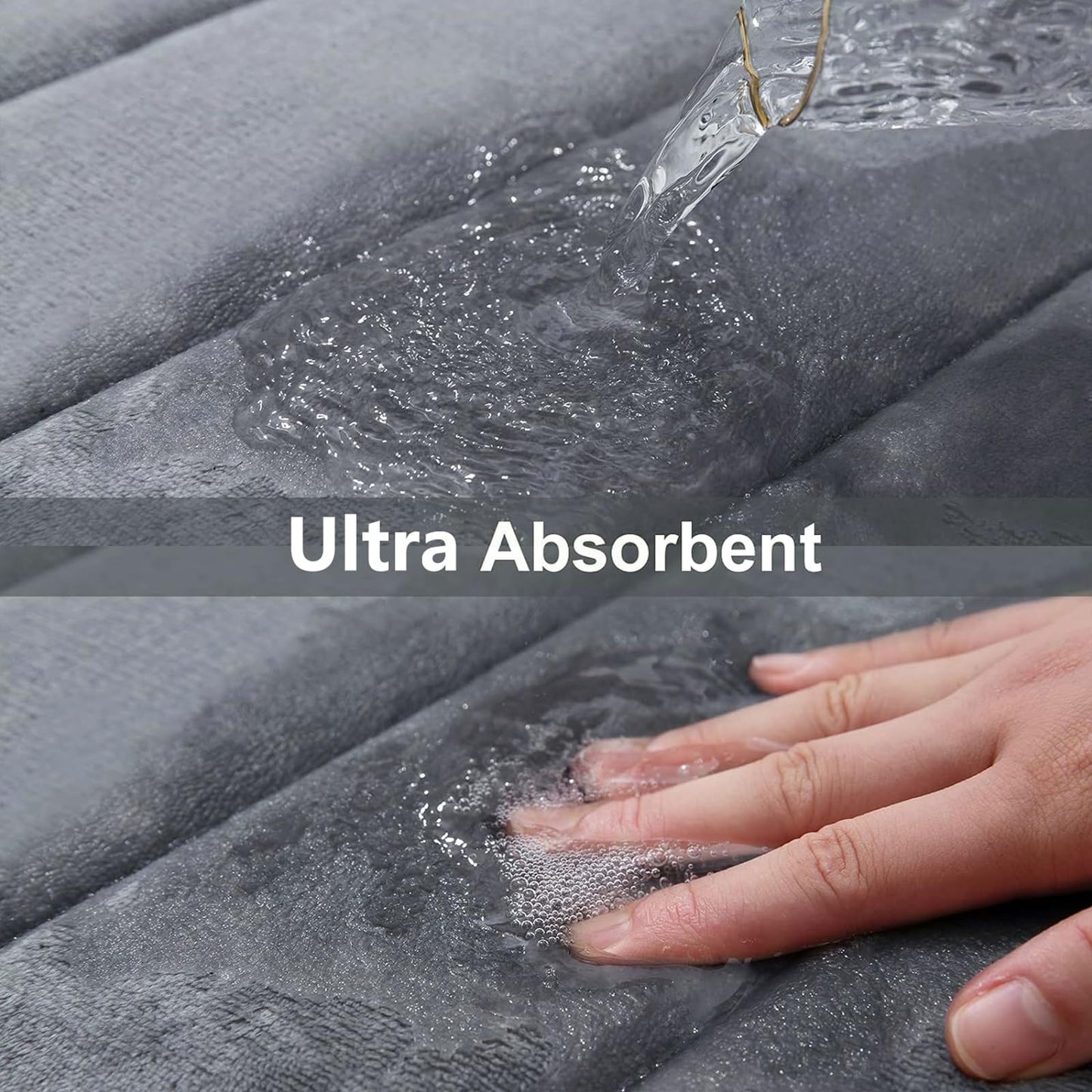 Buganda Memory Foam Bath Mat, 24" x 16", Ultra Soft and Non-Slip Bathroom Rugs, Water Absorbent and Machine Washable Bath Rug for Bathroom, Shower, and Tub, Dark Grey