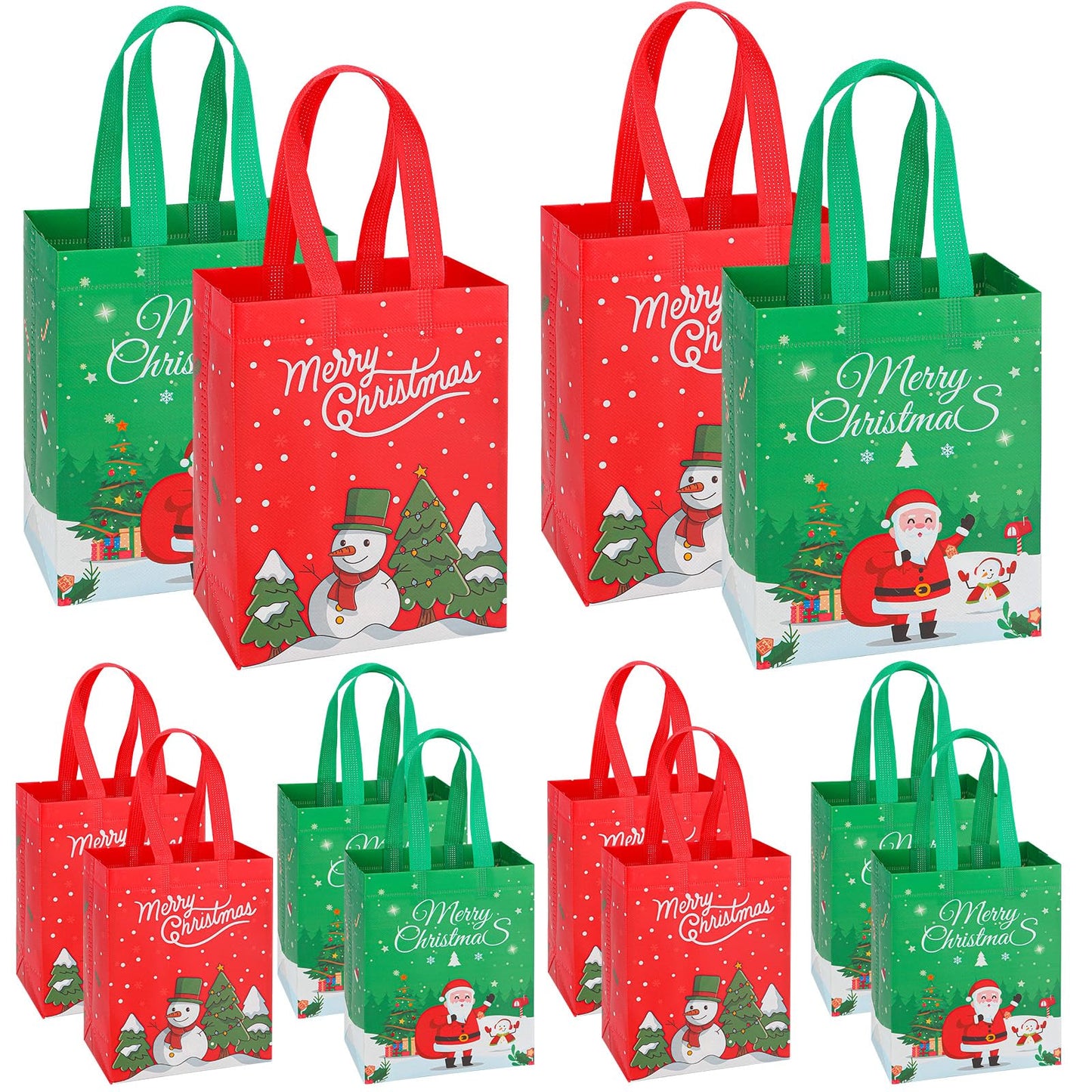 YALTOON 12 Pack Small Christmas Gift Bags, Mini Xmas Bags with Handles, Christmas Party Favor Bags, Tiny Holiday Gifts Bag for Presents, Mini 7.9"x5.9"x3.5"