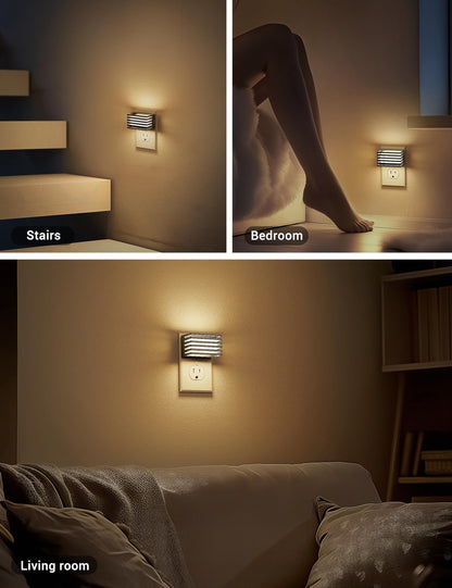 JandCase LED Night Light, [2 Pack] Night Lights Plug into Wall with Dusk to Dawn Sensor, Dimmable Plug in Night Light, Adjustable Brightness, 3000K Soft White Nightlight for Bedroom Bathroom Hallway
