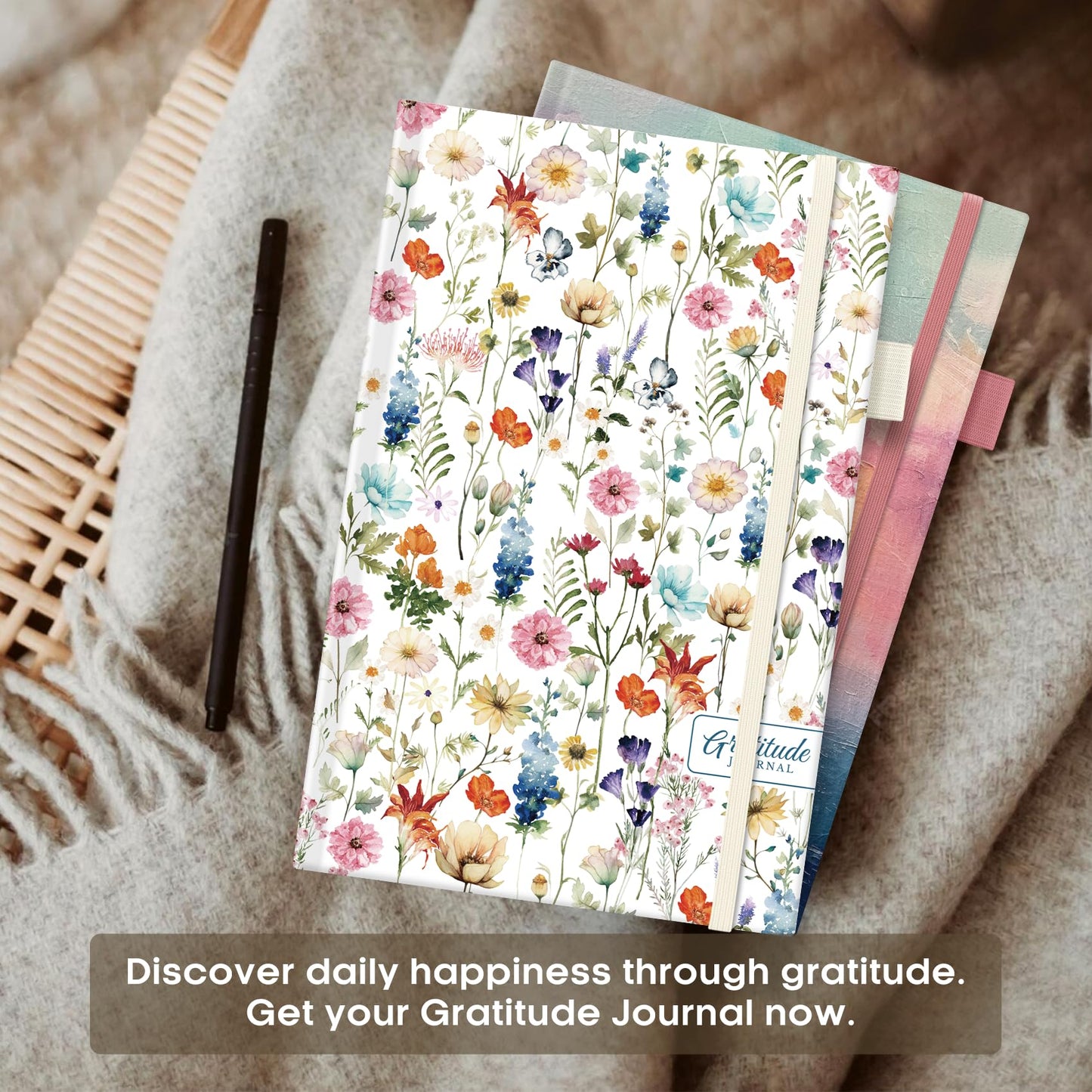 Gratitude Journal for Women – Undated Daily Mindfulness & Manifestation Journal with Prompts for Cultivate Affirmations, Positivity, Self-Care & Happiness - Wildflowers