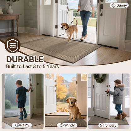 QiCaiJia Door Mat 17"x30", Thin Dirt Trapper Entryway Door Mats Non Slip Washable Doormat, Low-Profile Welcome Mat for Inside Front Backdoor and Entrance