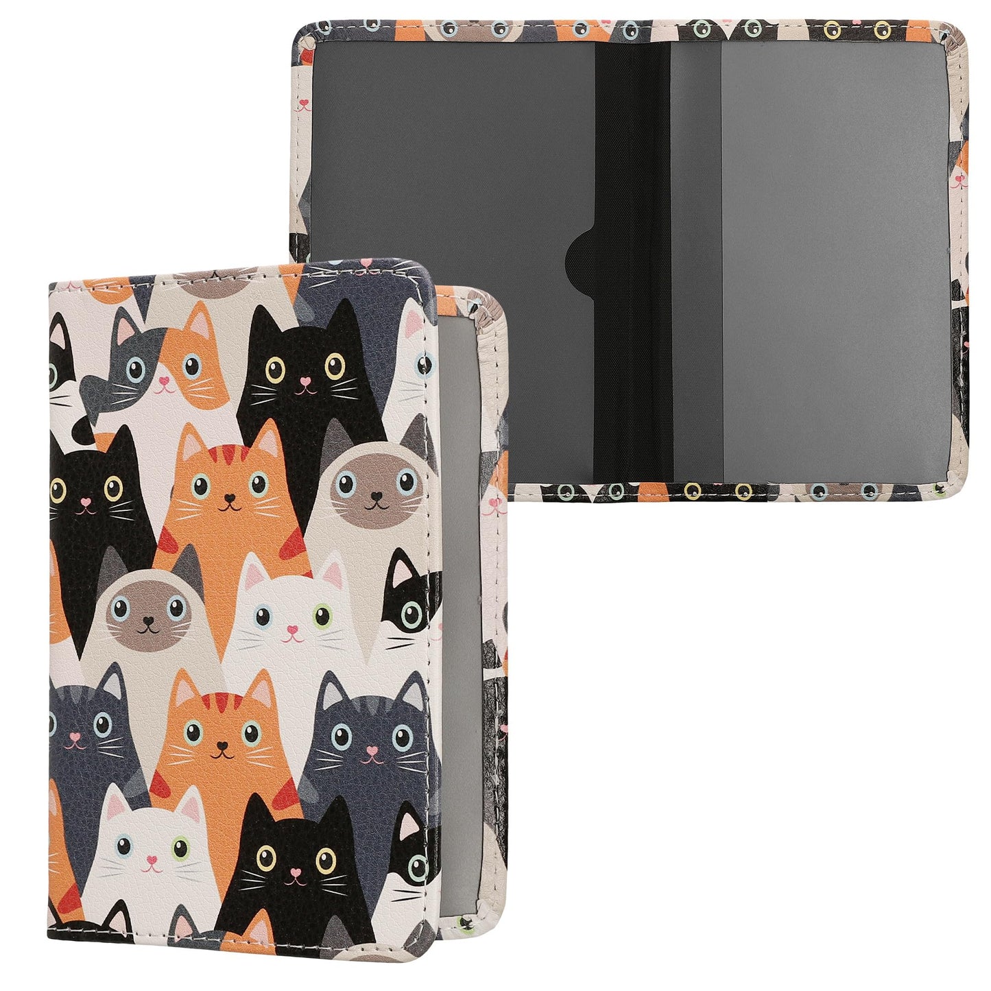 kwmobile Registration and Insurance Holder - Car Document Holder for Vehicle Documents and Cards - PU Leather with Design - Orange/Black/White