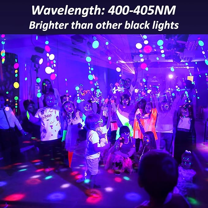 60W Black Lights, 2 Pack LED Blacklight Flood Light with Plug, IP66 Waterproof Black Lights for Glow Party, Stage Lighting, Body Paint, Fluorescent Poster, Neon Glow
