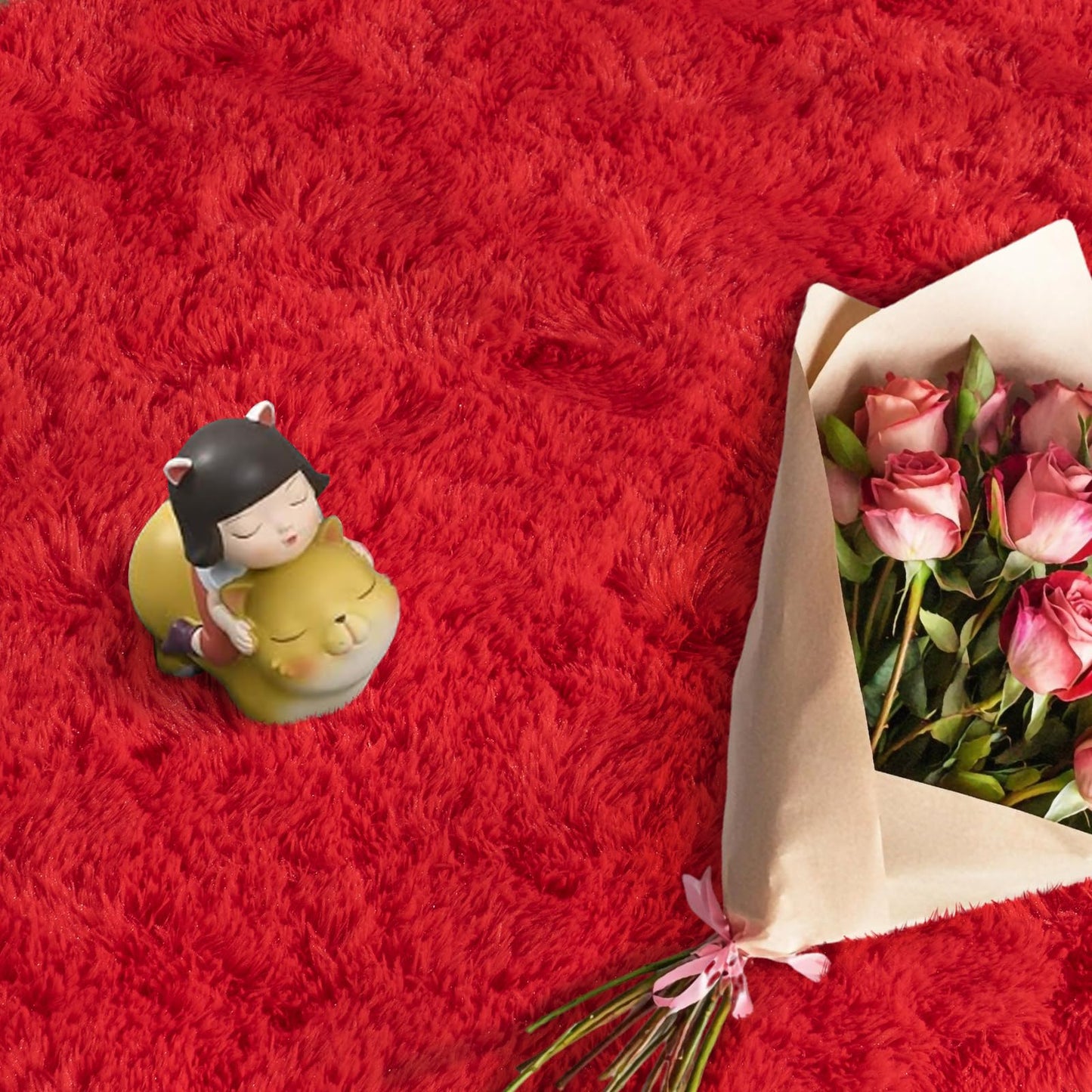 Lairep Large Area Rugs for Living Room Bedroom, 6x9 Feet Red Fluffy Shag Rugs, Ultra Soft Shaggy Plush Fuzzy Modern Indoor Throw Floor Carpet for Kids Girls Boys Dorm Nursery Home Decor Aesthetic