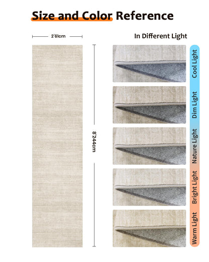 Art&Tuft Washable Runner Rug - 2x8 Hallway Runner Rug Non-Slip, Soft Low Pile Kitchen Rug Runners for Hallways, Entryway, Bedroom, Living Room, Beige