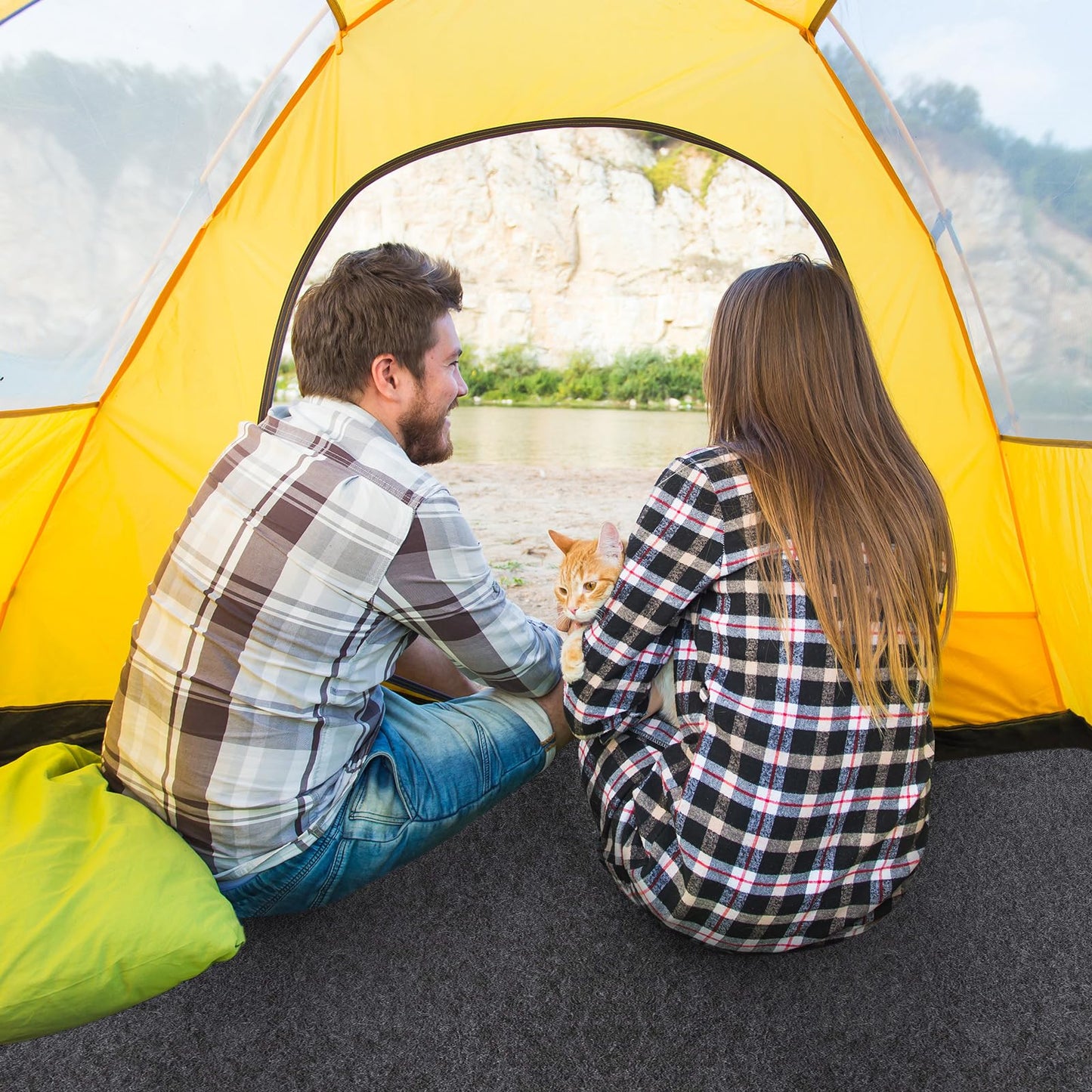 Camping Tent Carpet Mat 6.5x5 Ft Waterproof Rug Liner - Portable Under Tent Mat to Keep Floor Dry Blanket, Moisture Barrier for Camping Gear, Outdoor Picnic Supplies