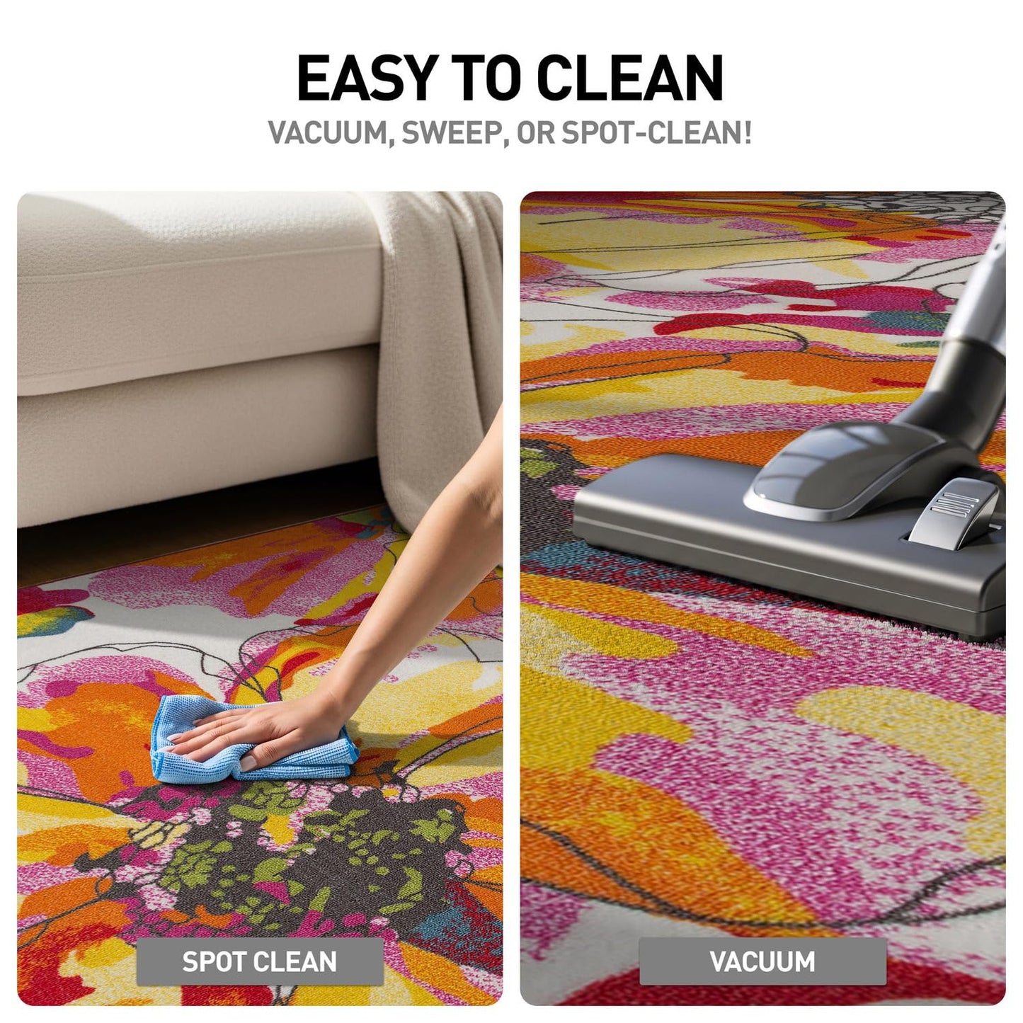 Rugshop Modern Bright Flowers Non-Slip (Non-Skid) Area Rug Runner 2' X 7' (22" X 84") Multi