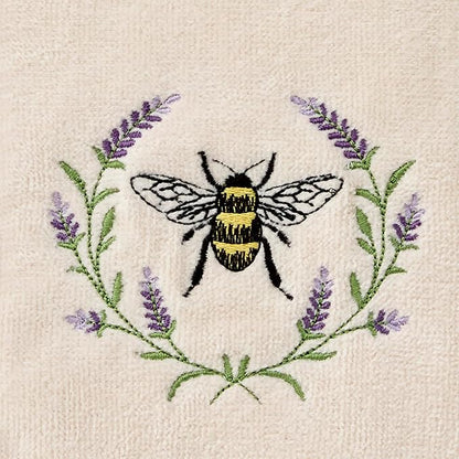 SKL Home Bee Lavender 100% Cotton Embroidered 2pc Hand Towel Set, Decorative