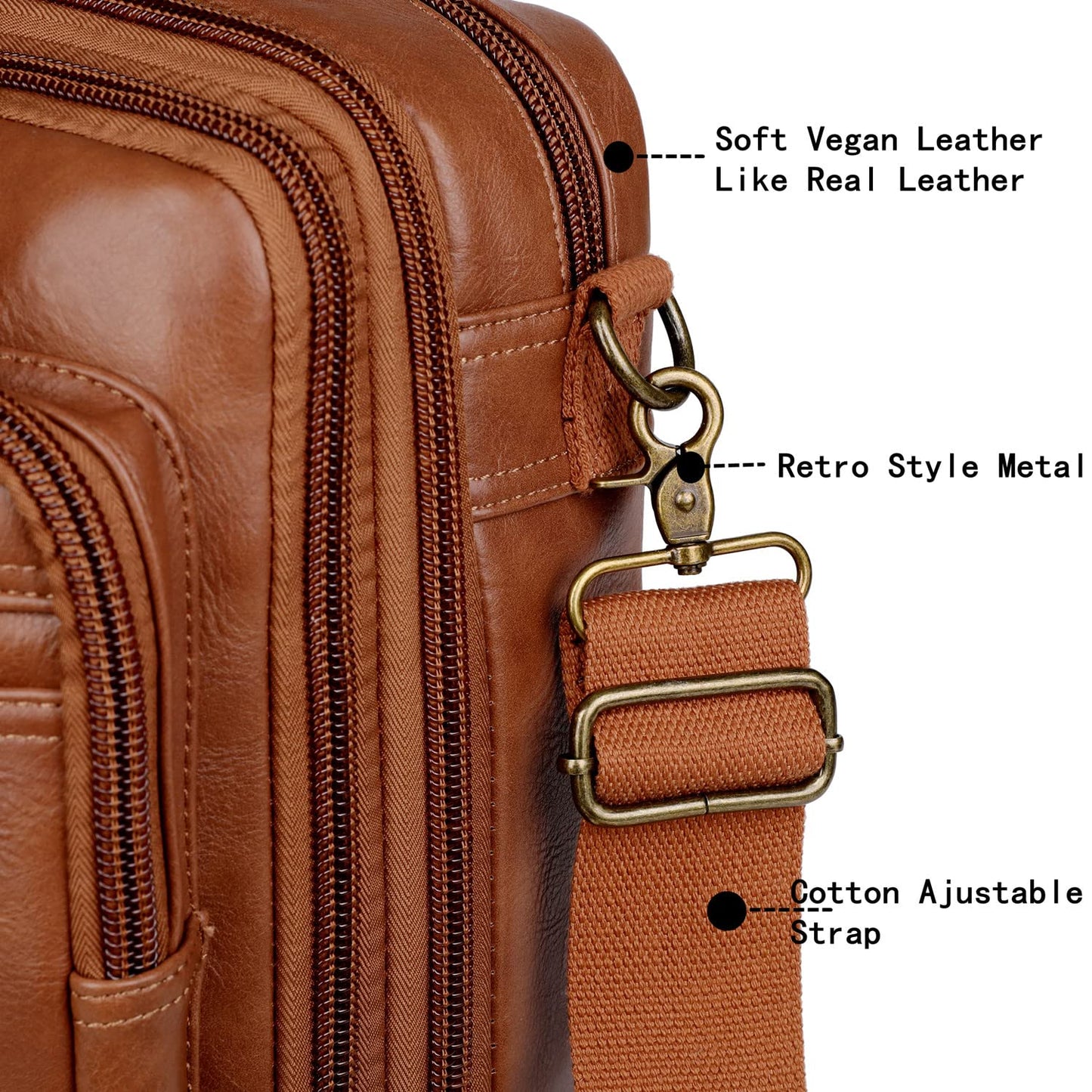 Baosha Vegan Leather Laptop Backpack Briefcase Hybrid 15.6 Inch Laptop Travel Backpack Hiking College Backpack for Men BC-04 (Brown)