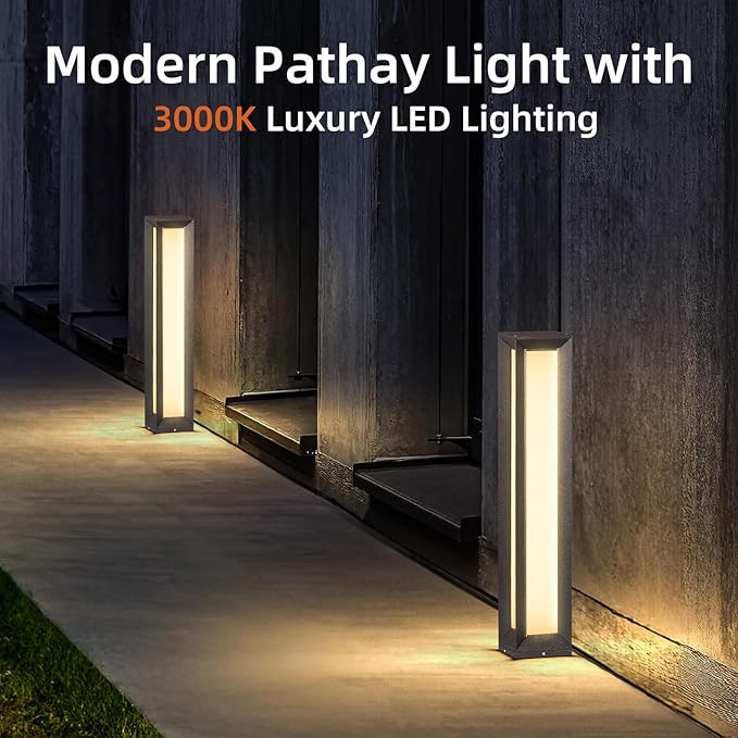 Outdoor Pathway Lights Wired, 31.5" Bollard Lights, Modern 3000K Landscape Path Lighting, Commercial LED Driveway Light, Waterproof Floor Lamp for Outside Patio Garden Yard Walkway Sideway