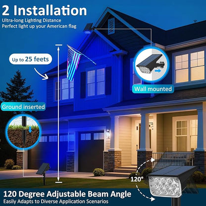 T-SUNUS Solar Color Landscape Spotlights Outdoor Christmas, IP65 Waterproof RGB Spot Light 2 Pack Auto Dusk to Dawn Landscaping Wall Lights for Tree Yard Garden Driveway Porch Walkway Pond Halloween