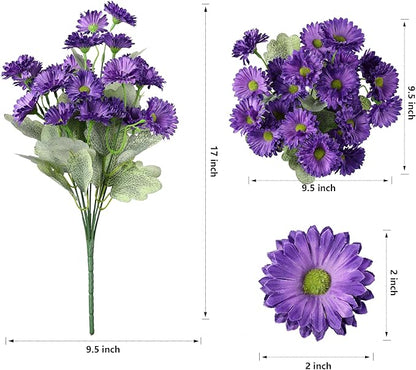 HyeFlora Dahlia Artificial Flowers for Outdoors Decoration, 6 Bundles Fake Mums Faux Flowers Plants Realistic UV Resistant Silk Flowers for Outside Planter Front Door Yard Garden Indoor Home, Mix