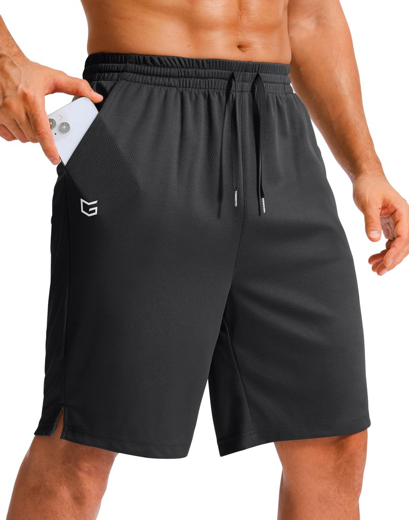 G Gradual Men's Athletic Shorts with Pockets 9" / 11" Long Basketball Shorts Lightweight Quick Dry Gym Workout Shorts for Men(Light Blue,4XL)