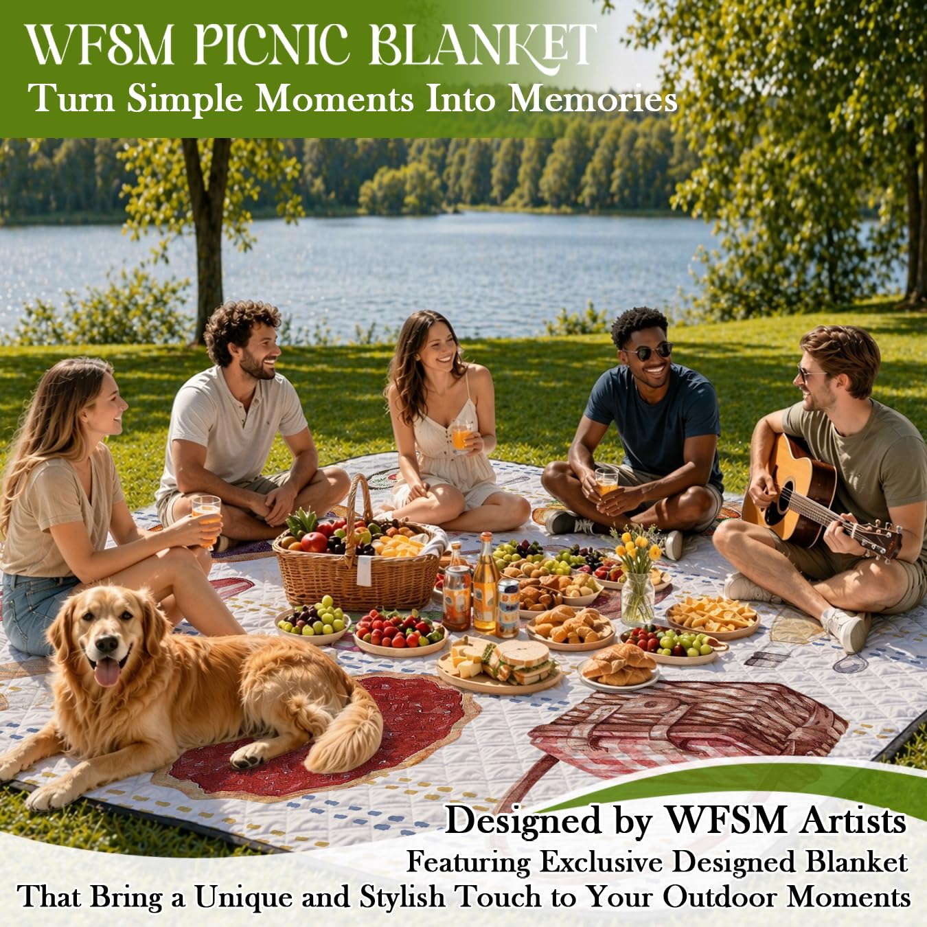 WFSM Baking Gifts Picnic Mat 80x60 Inch, Baker Baking Lovers Gifts Outdoor Play Mat for Adults and Toddlers Waterproof Sandproof Beach Blanket Travel Camping Rug
