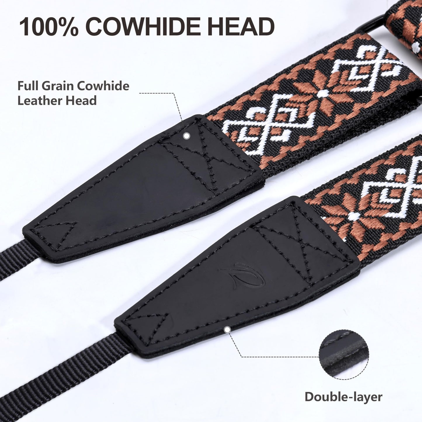 Padwa Lifestyle Adjustable Camera Strap - 1.5" Top Layer Cowhide Head Camera Straps for Photographers, Cotton Adjustable Neck Shoulder & Crossbody Strap Quick Release for All Cameras and Binoculars