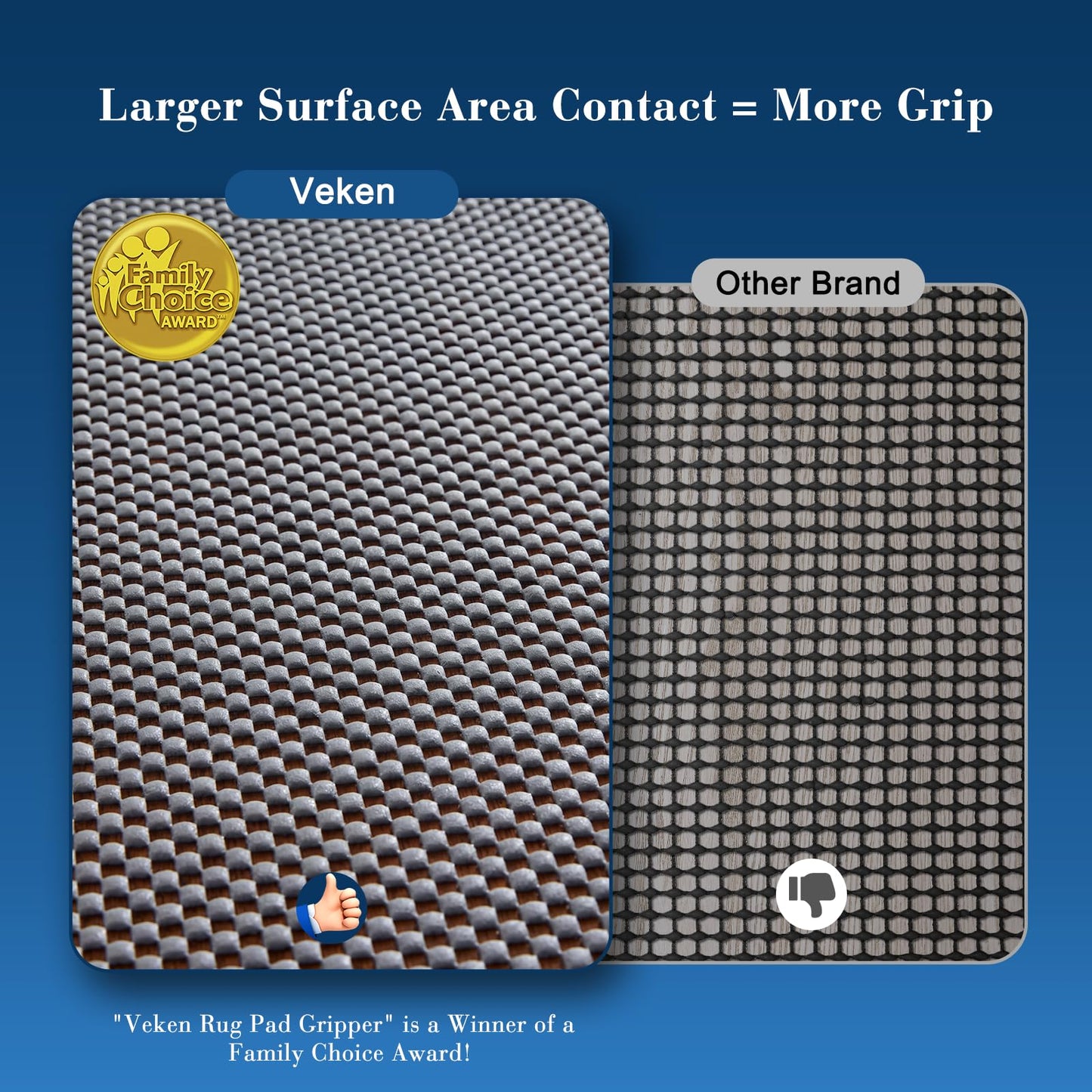 Veken 8x10 Ft Rug Pad Gripper for Hardwood Floors, Non Slip Dark Grey Rug Pads for Area Rugs, Thick Rug Grippers for Tile Floors, Under Carpet Anti Skid Mat, Keep Your Rugs Safe and in Place