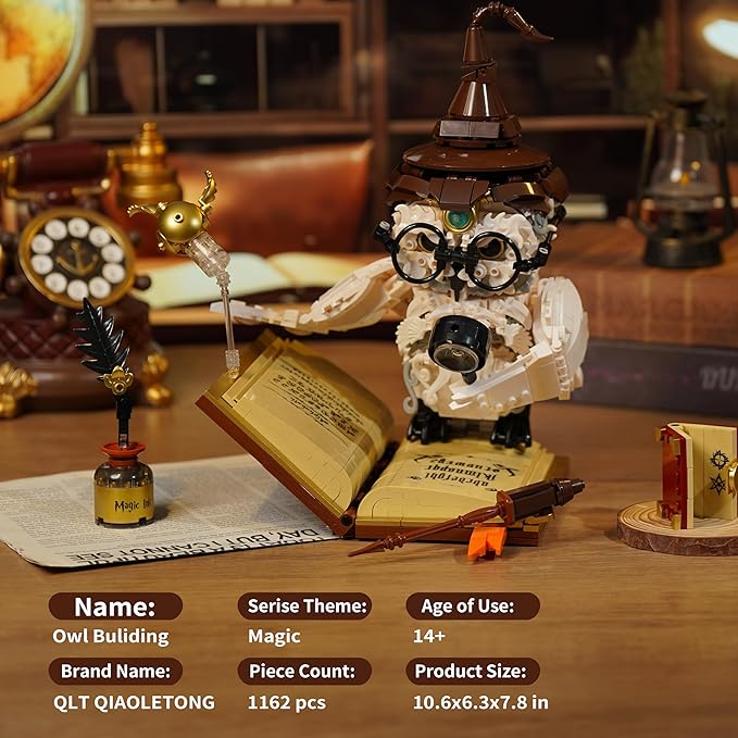 MOC Magic Owl Animal Building Set- Compatible with Lego for Adults Ideas Collectible Bird Model Creative Gifts for Adults