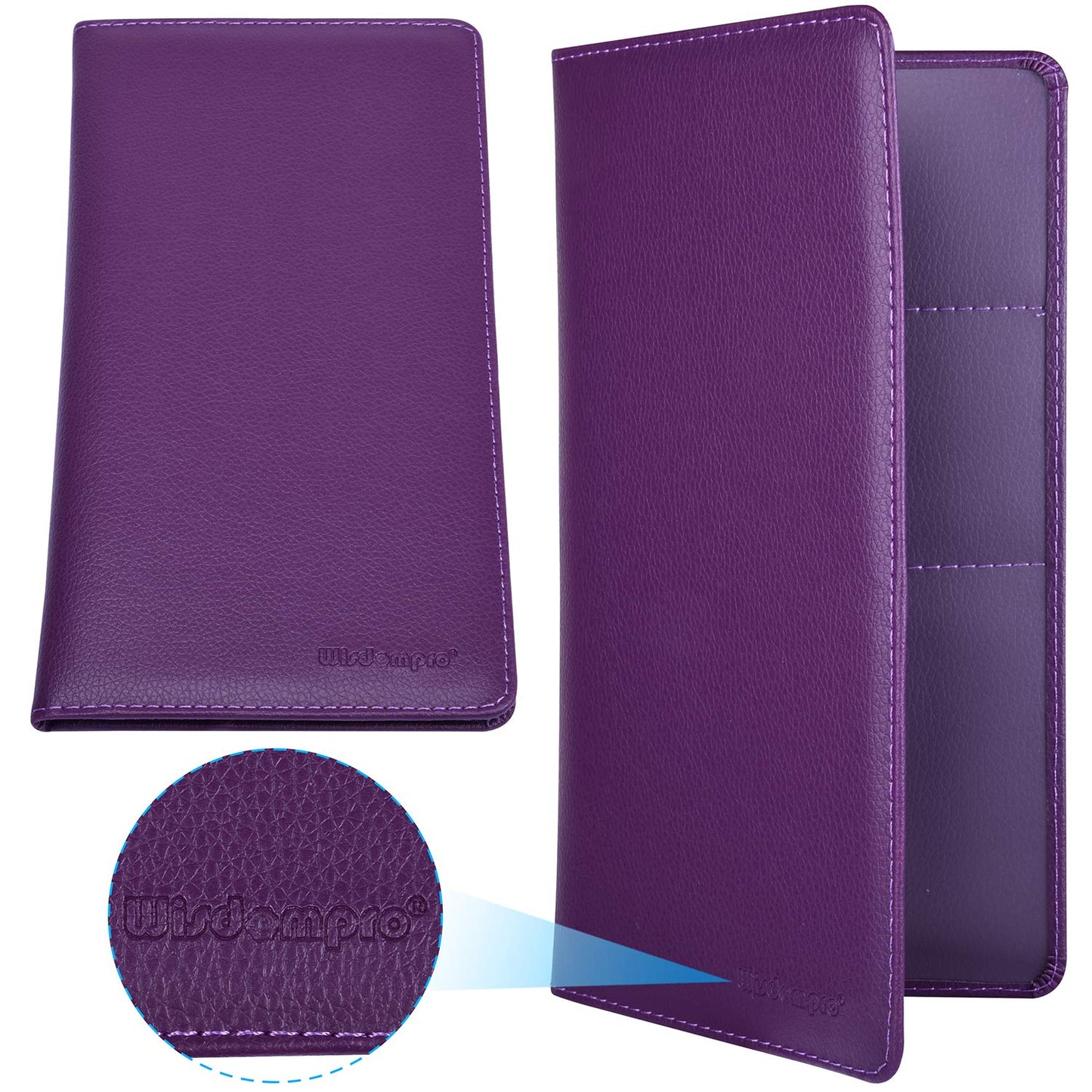 Wisdompro Car Registration and Insurance Holder - Premium PU Leather Vehicle Glove Box Organizer Wallet for Document, License, Card and Other Essentials (Purple)