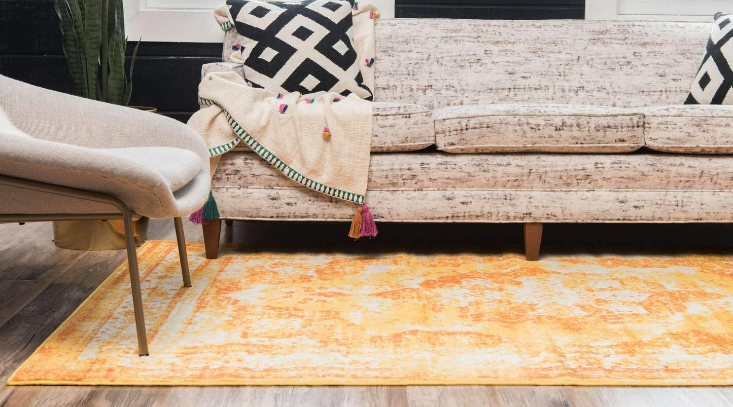 Unique Loom Sofia Collection Area Rug - Salle Garnier (4' 1" x 6' 1" Rectangle, Orange/ Yellow)