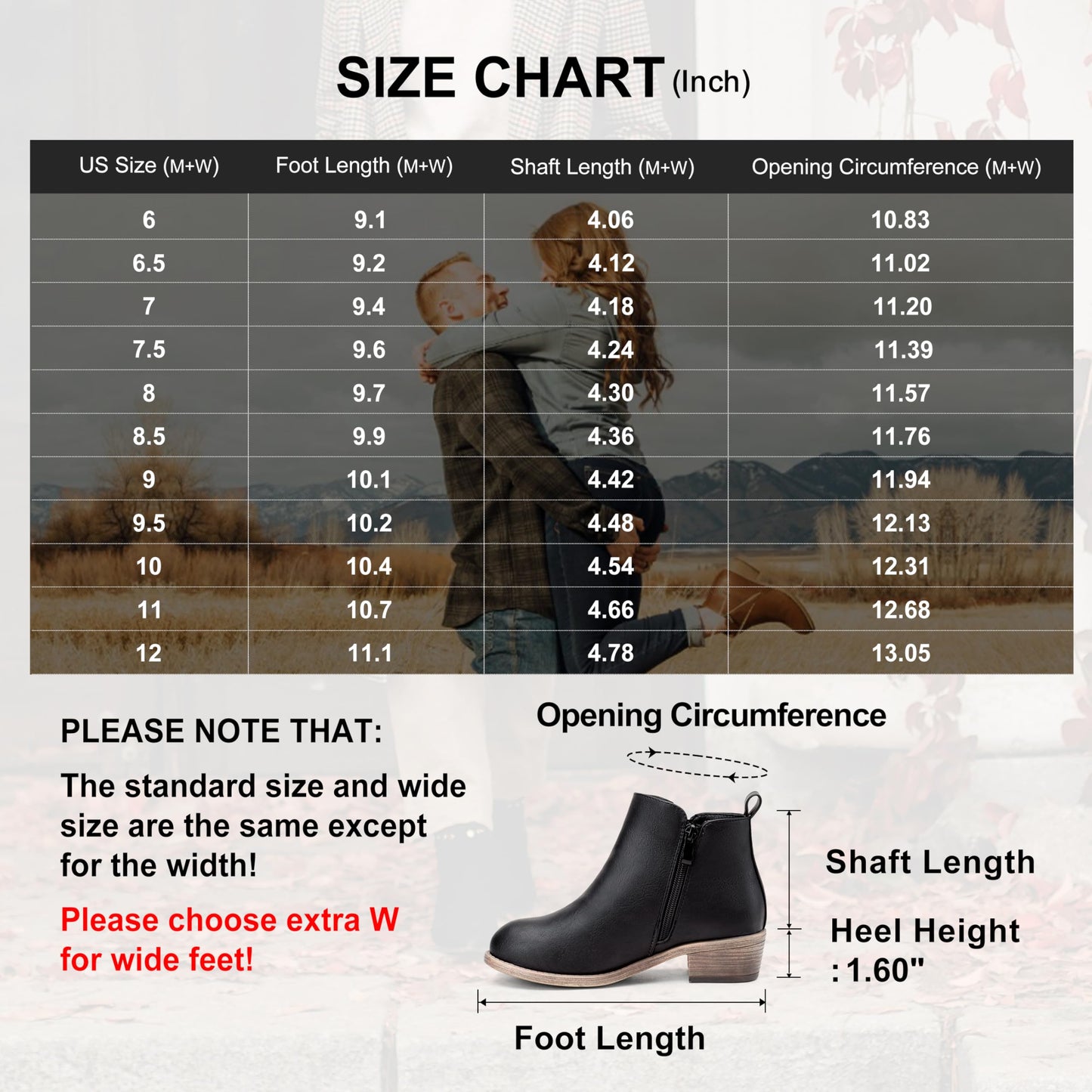 Jeossy Women's Black Ankle Boots, Classic Low Heeled Short Booties, 905 - Black Pu, Size 11 US - Casual Comfortable Boots (DJY905 Black 11)