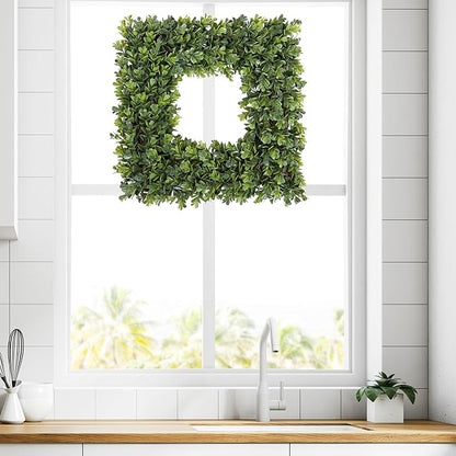 Pure Garden Boxwood Wreath - 16.5-Inch Square UV Resistant Artificial Spring, Summer, Fall or Winter Wreath - Outdoor/Indoor Wreaths for Front Door