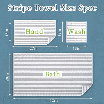Waffle Bath Towels, Striped Bath Towels