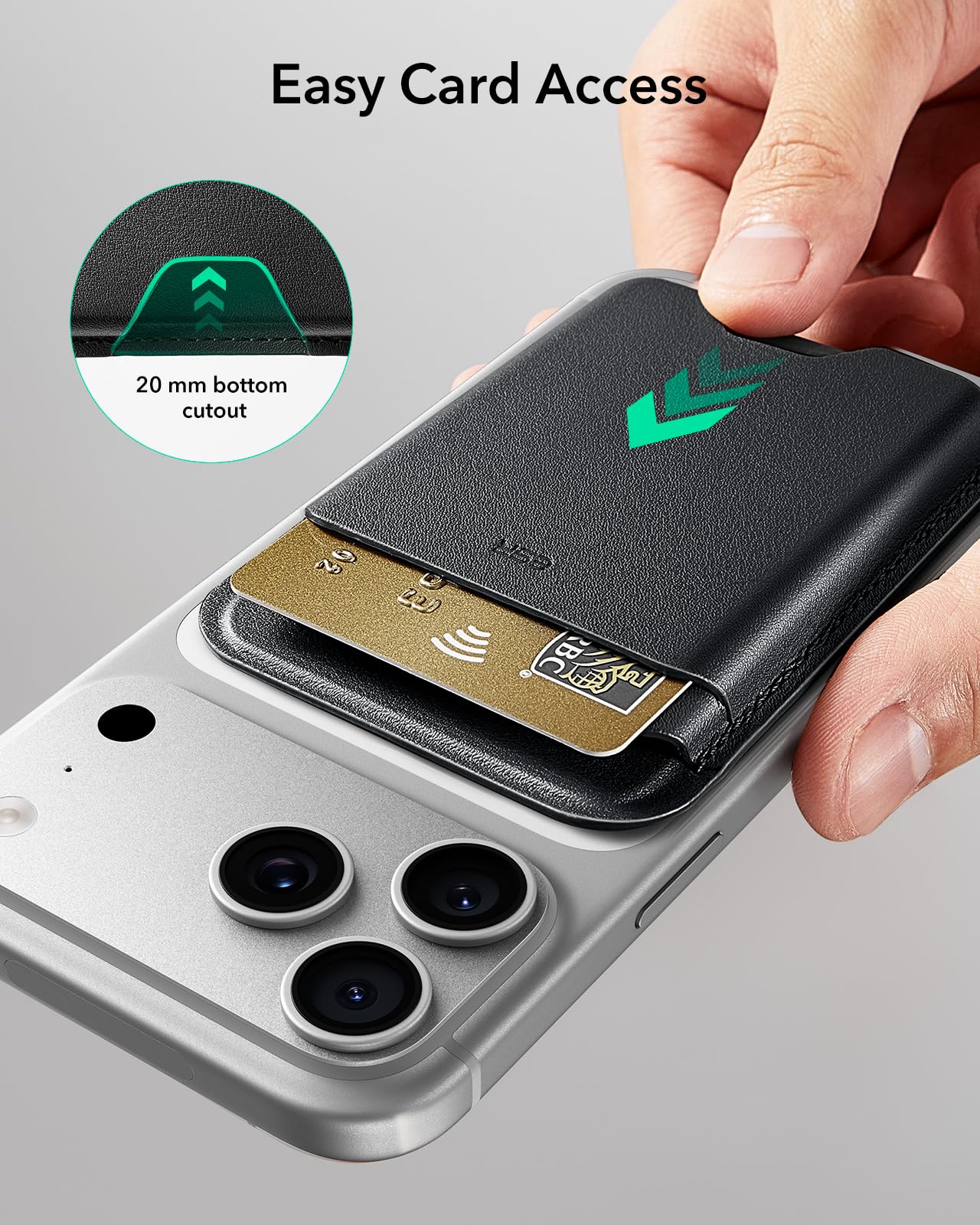 ESR for MagSafe Wallet, 5 Card Holder with RFID Blocking, MagSafe Sticker Included, Slim Magnetic Wallet for iPhone 17e/17/16/15/14/13/12 Series and Selected Samsung Devices, Not for 13/12 Mini, Black