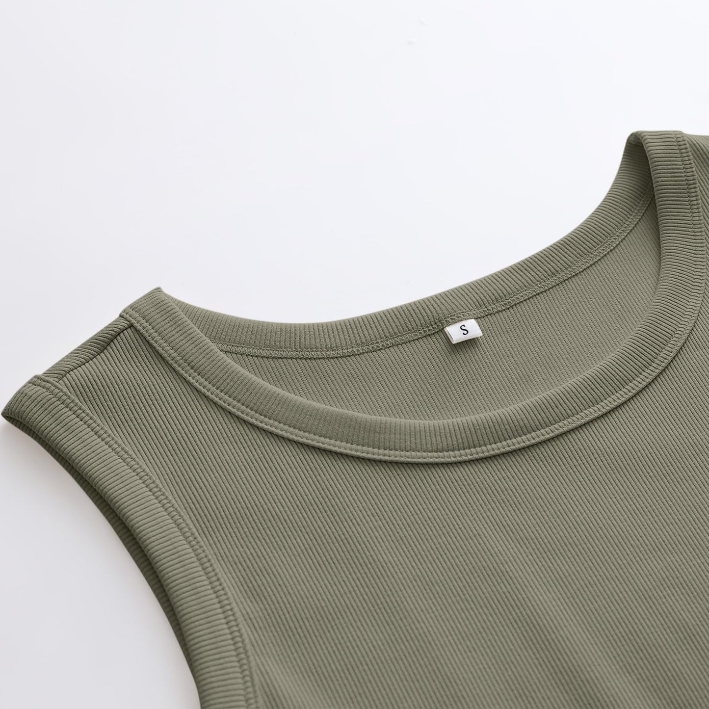 ANRABESS Womens Sleeveless High Neck Tank Tops Fashion Summer Casual Basic Slim Fit Ribbed Racerback Top Shirt Clothes Olive-L