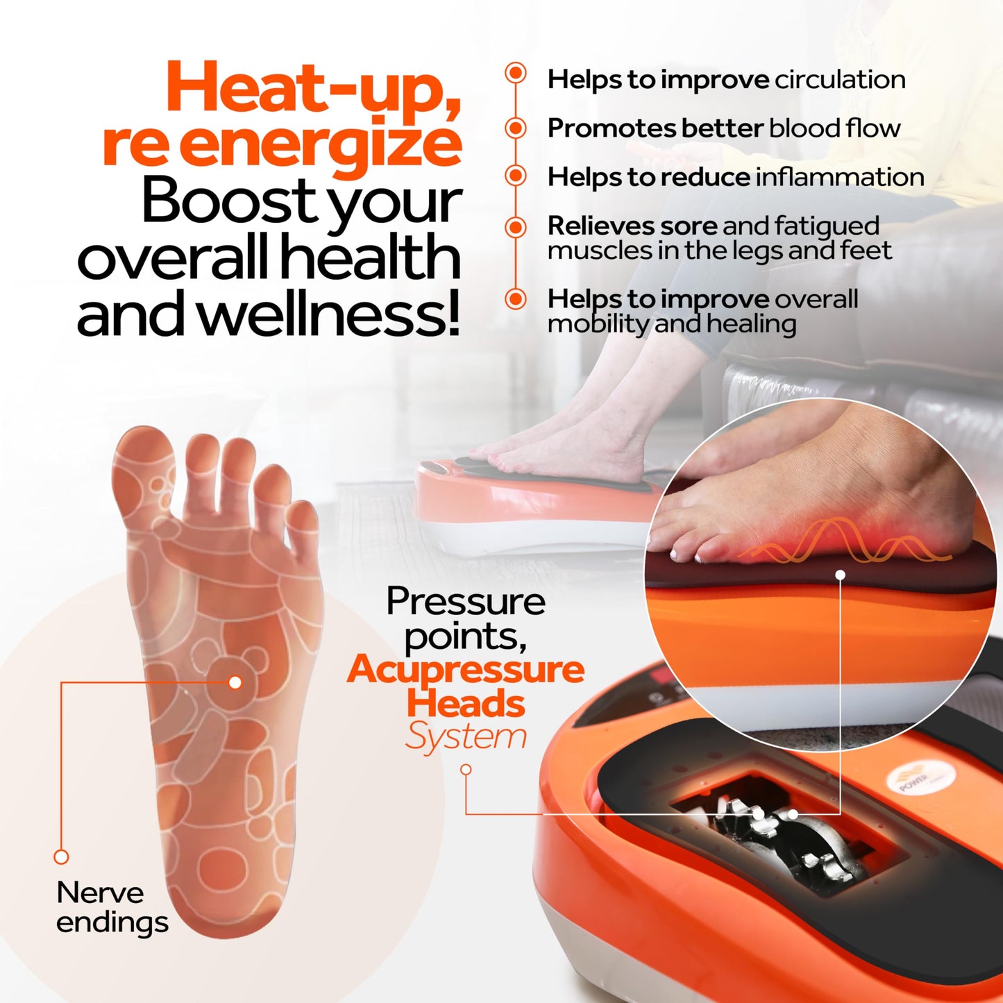 Power Legs Electric Foot Massager Machine with Remote Control, Adjustable Speed, Vibration - Calf Massager - Feet Massager for Neuropathy Pain Relief, Plantar Fasciitis, Leg Blood Circulation (Black)