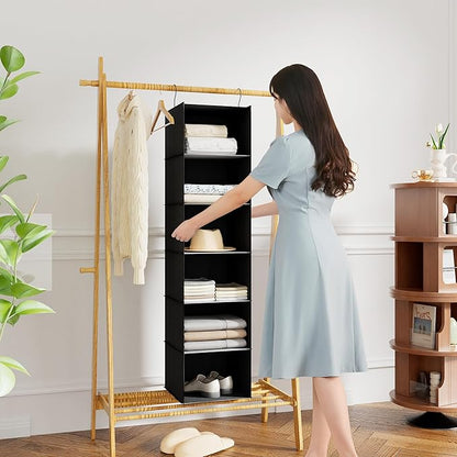 Hanging Closet Organizer and Storage 6-Shelf, Easy Mount Foldable Hanging