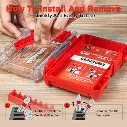 Geinxurn 1Pc Red Storage Box Case, small parts box with detachable divider, Screwdriver Bit Set Box