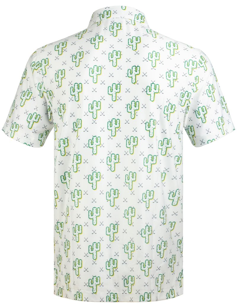 GORENZI Men's Golf Shirts Short Sleeve Moisture Wicking Print Cactus Shirt Men Performance Polo Golf Shirts for Men Dry Fit