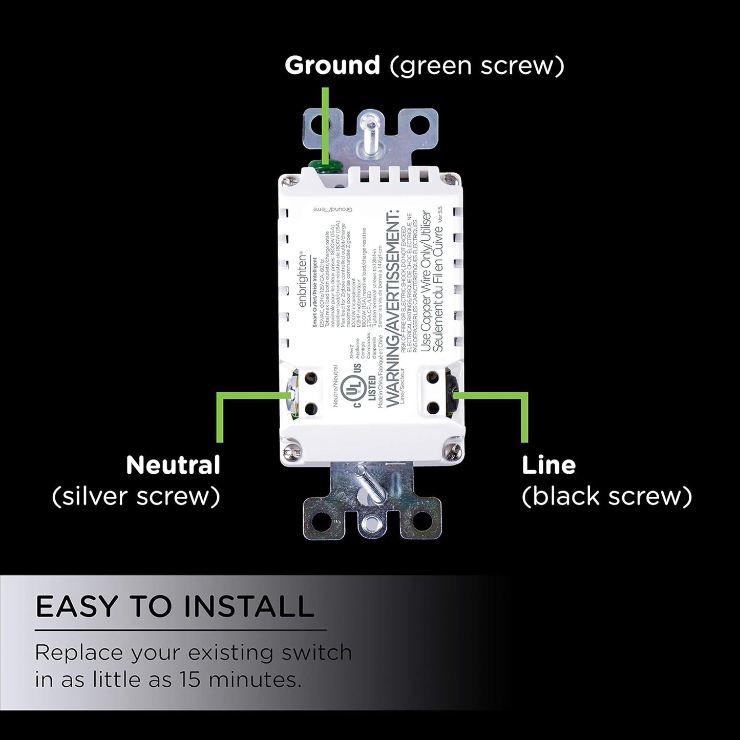 Enbrighten Z-Wave Plus Smart Receptacle, Works with Alexa, Google Assistant, Tamper-Resistant, 1 Z-Wave Outlet & 1 Always On Outlet, Hub Required, White, Smart Outlet, Lamps, Small Appliances, 55256