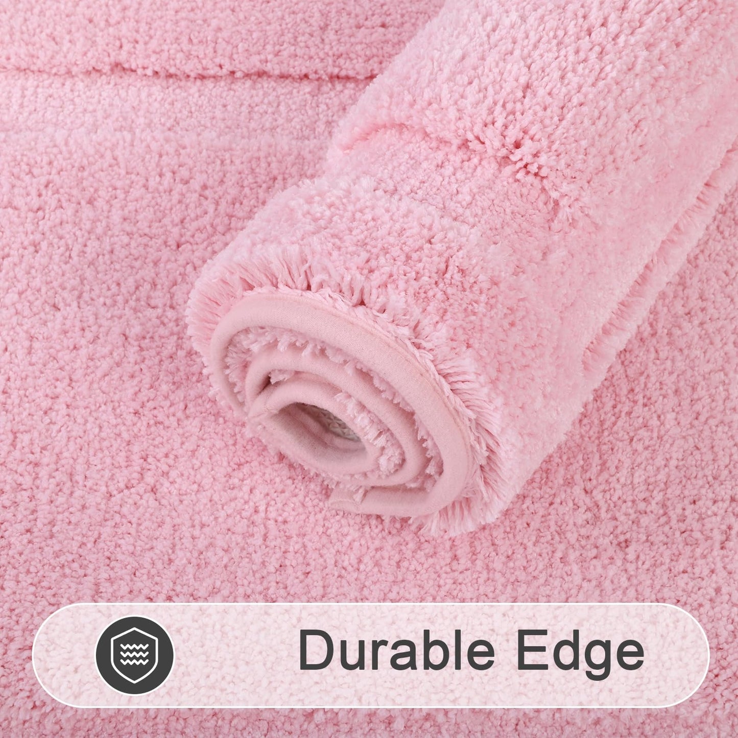 SHACOS Pink Bathroom Rugs 2 Piece Set 20x32 + 16x24 inch, Non Slip Bath Mat Microfiber Bathroom Rug, Soft Fluffy Water Absorbent Washable Bath Rugs