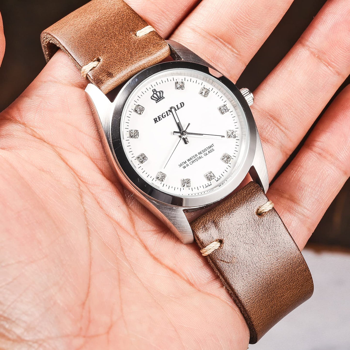 hemsut h 21mm Leather Watch Bands for Men, Thin Soft Horween Leather Watch Strap Quick Release Vintage Watch Wrap
