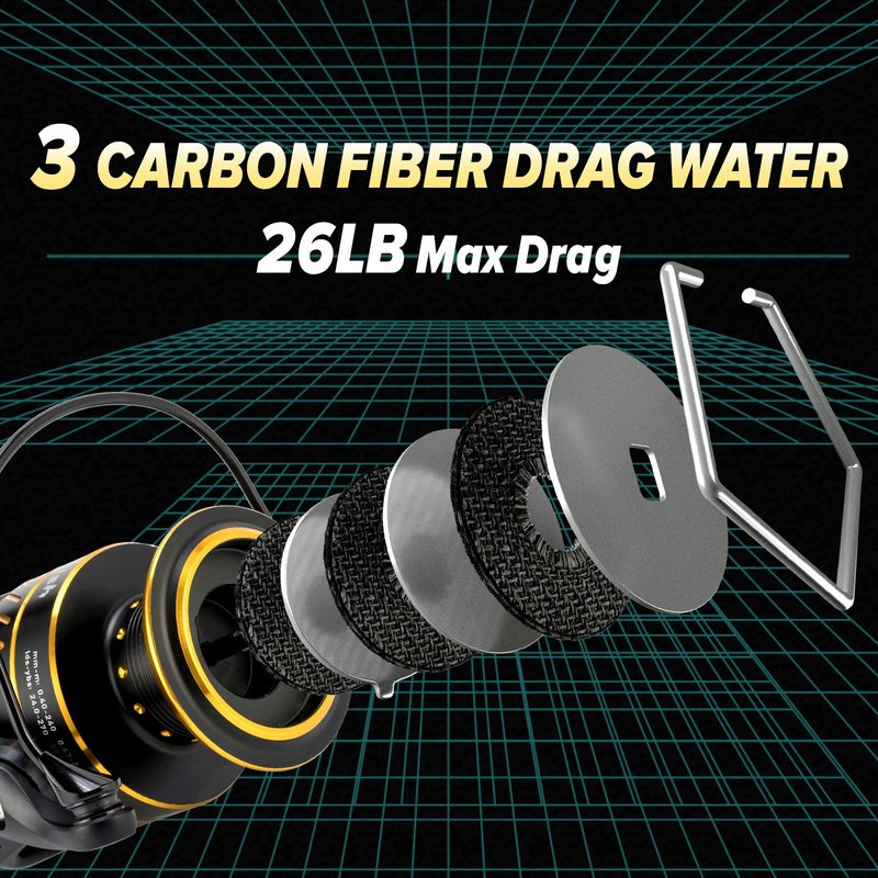 Dr.Fish Saltwater Spinning Reel, Graphite Body, 9+1 Ball Bearings, CNC Aluminum Spool and Handle, 25LB Carbon Fiber Drag, Surf Casting Lightweight Offshore Reel PL4000