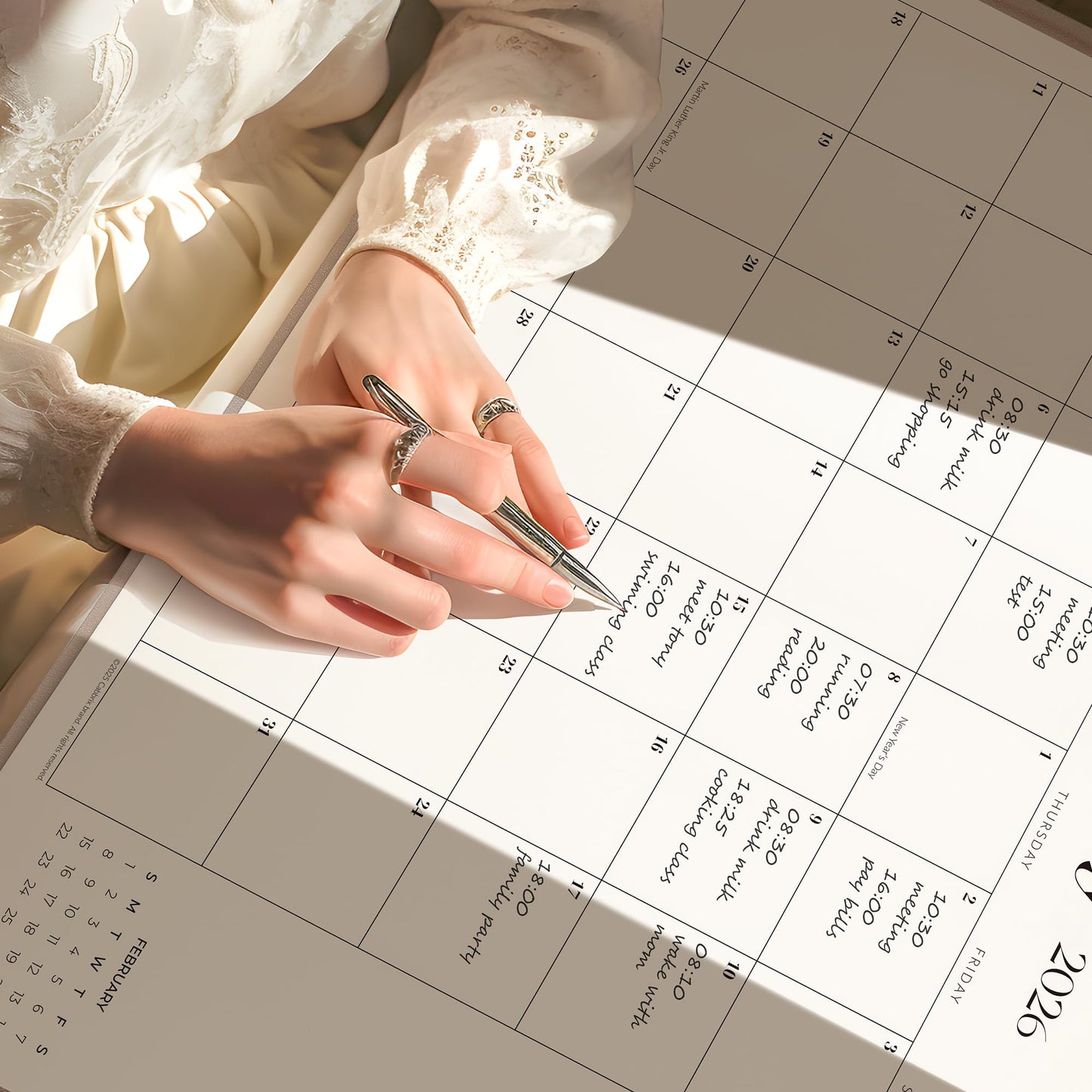 Simplified Desk Calendar 2026 with Desktop Mat, Cabbrix Large Desk Pad Calendar 21" x 16-1/2" Runs From January 2026 to June 2027, Desk Blotter Calendar for Home School and Office (Apricot)