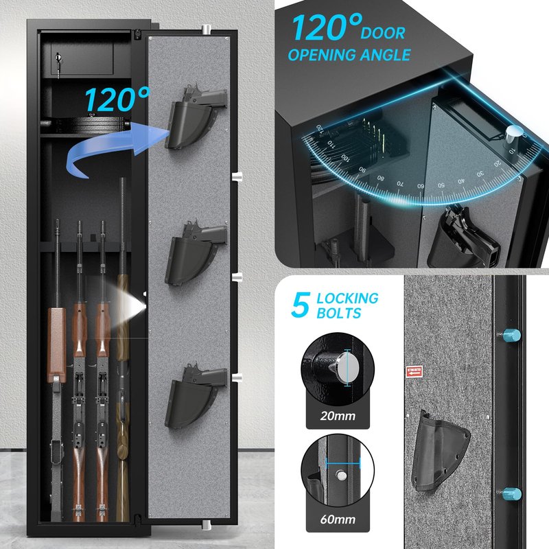 ANXINWEI 8-10 Gun Safe, Dual Alarm Gun Safe for Rifles and Pistols, No Assembly Gun Cabinets for Rifles And Shotguns, Quick Access Rifle Safes for Home
