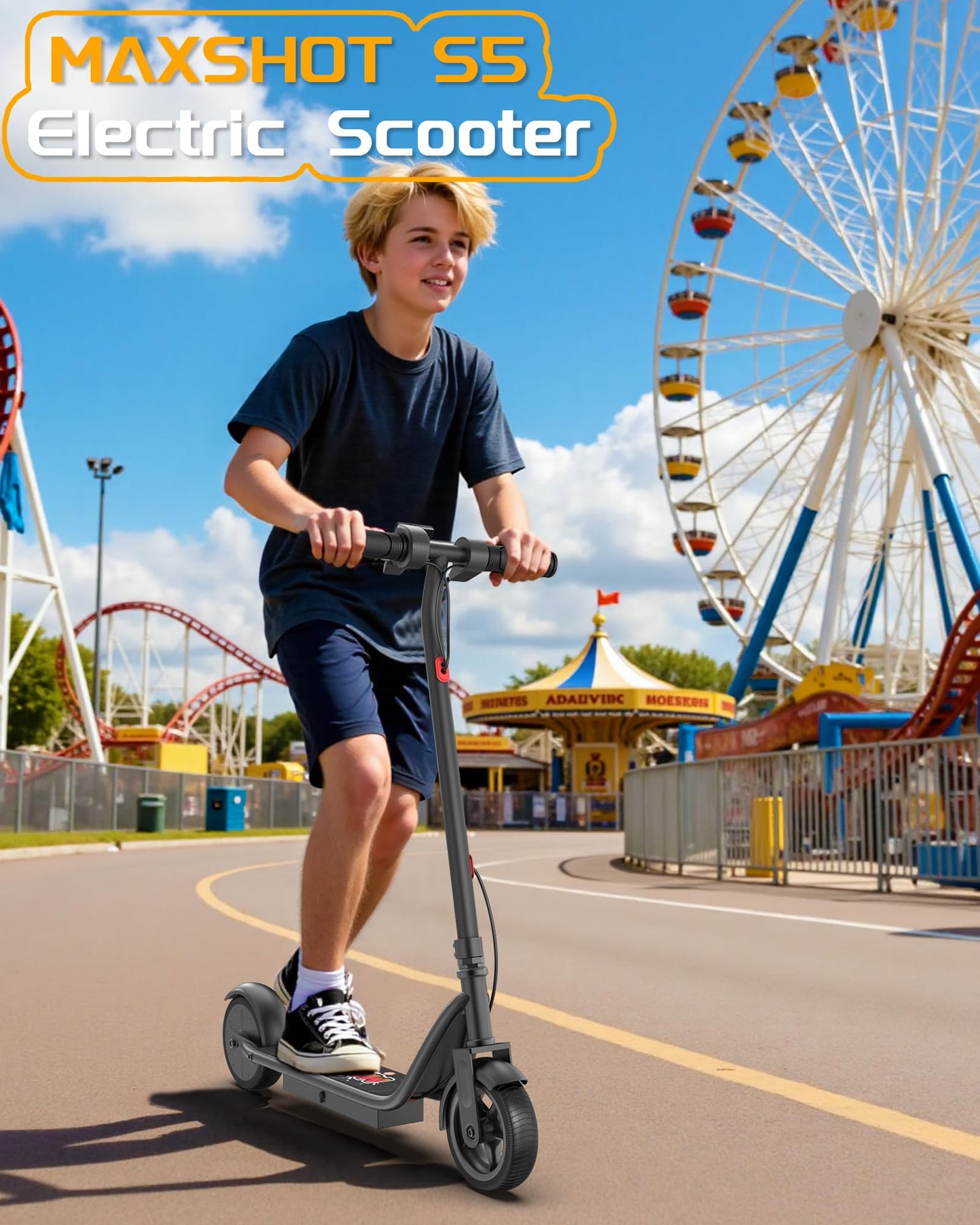 MAXSHOT Electric Scooter Adults & Big Kids, Top Speed 9/16/19/22MPH, 10/12/16/21/50Miles Range, 6.5"/8.5"/14" Tires Folding Commuter Escooter with Dual Suspension for Commuting, APP Control