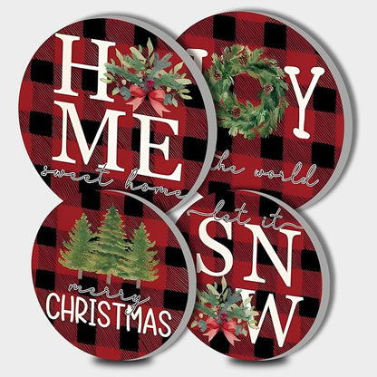 Red and Black Pattern Stove Burner Covers, Christmas Gas Stove Burner Covers 8 ＆10 Inches Stove Top Covers Electric Stove 4 Metal Stove Cover Gas Stove Top Cover, Xmas Home Joy Cooktop Decorative